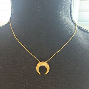Uncommon James Gold Crescent Pavé Pendant Necklace